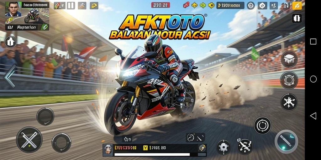 Tampilan gameplay AFKTOTO yang menegangkan saat balapan motor.