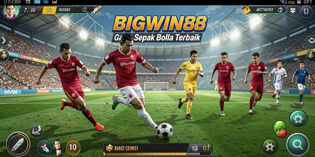 Tampilan screenshot BIGWIN88 yang mendebarkan saat pertandingan sepak bola.