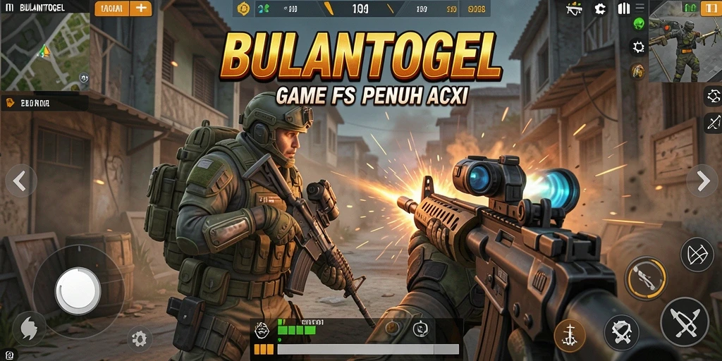 Screenshot utama BULANTOGEL menampilkan aksi pertempuran menegangkan dalam game FPS.