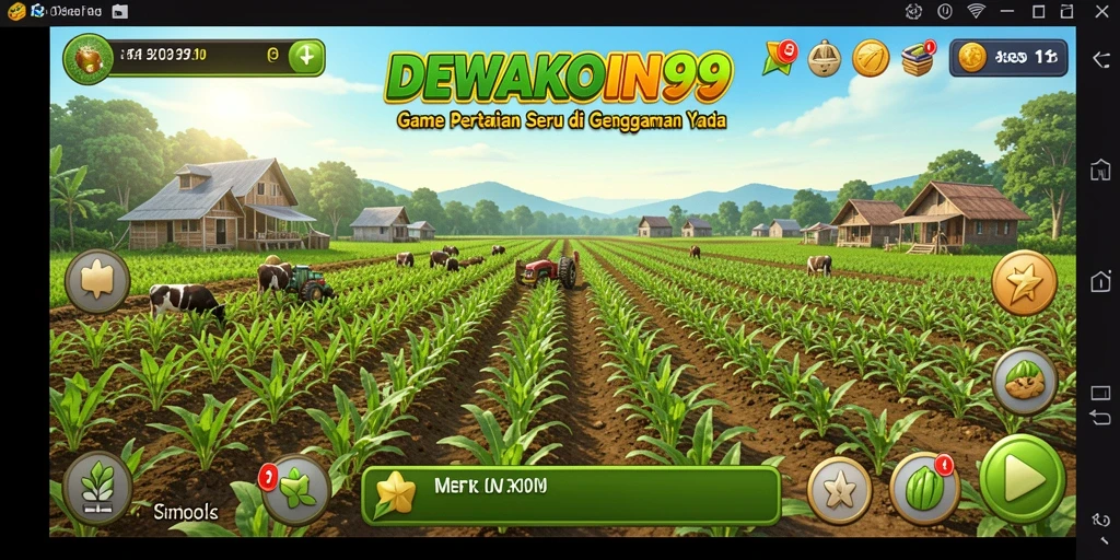 Tampilan gameplay seru di DEWAKOIN99 dengan aktivitas bertani yang menyenangkan.