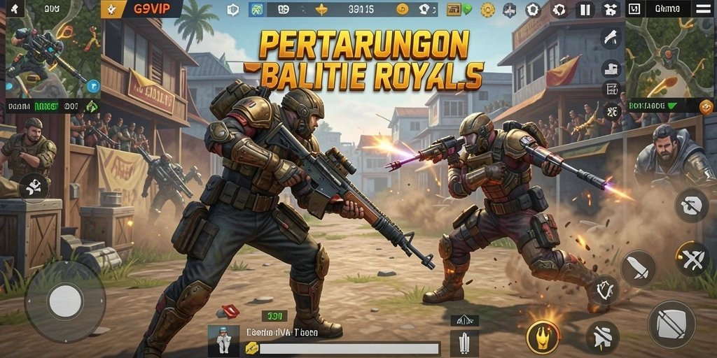 Tangkapan layar G9VIP menampilkan pertempuran seru dalam arena Battle Royale.