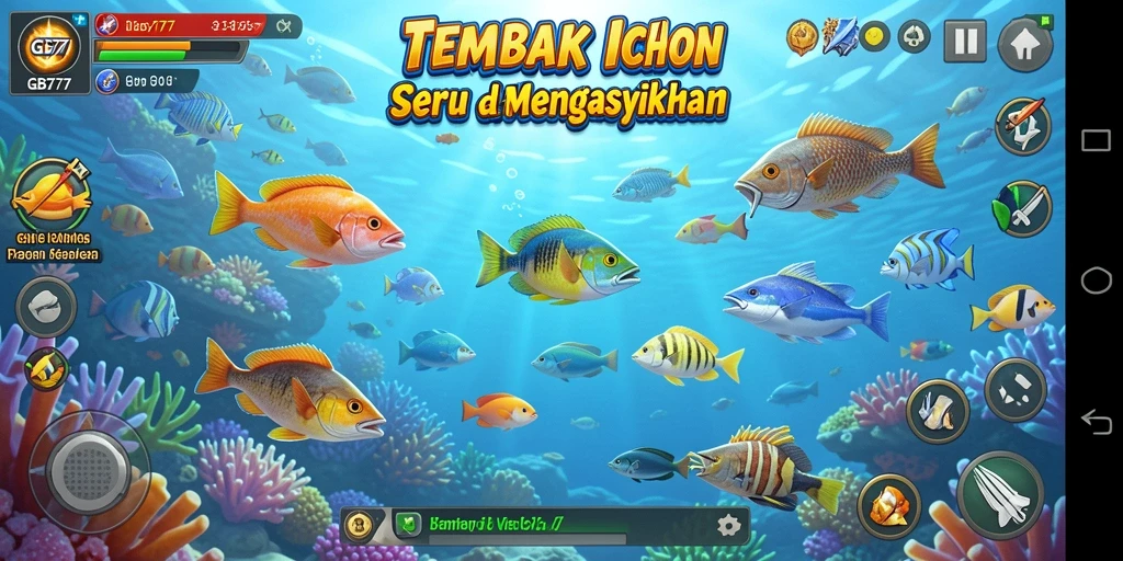 Screenshot gameplay GB777 menampilkan aksi menembak ikan yang seru.