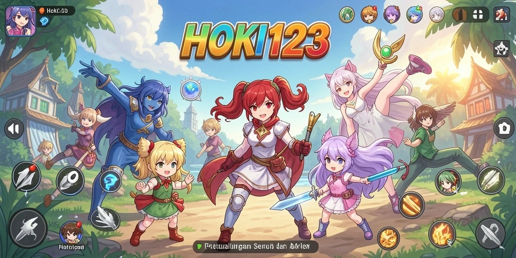 Tampilan menarik dari gameplay HOKI123 dengan karakter Anime yang penuh warna.