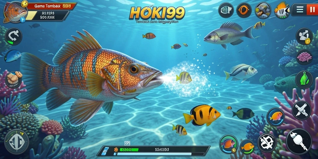 Screenshot gameplay HOKI99 menampilkan aksi menembak ikan yang mendebarkan.