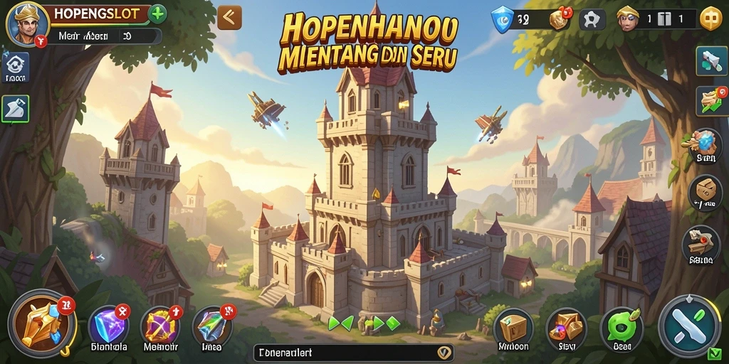 Tangkapan layar utama HOPENGSLOT yang menunjukkan aksi pertahanan menara.