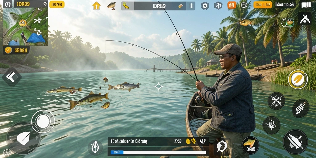Tampilan gameplay memancing yang seru dan realistis di IDR89.