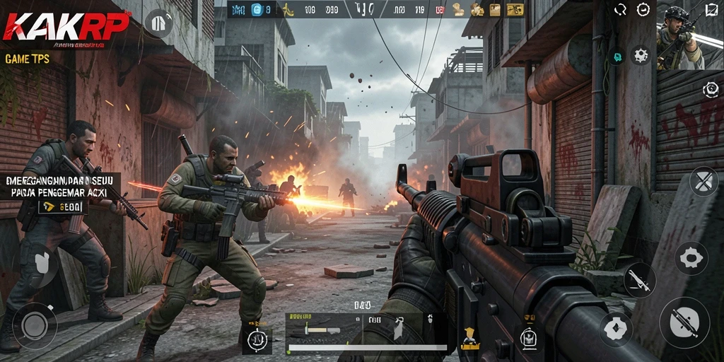 Tangkapan layar KAKRP menampilkan aksi menegangkan dalam gameplay TPS.