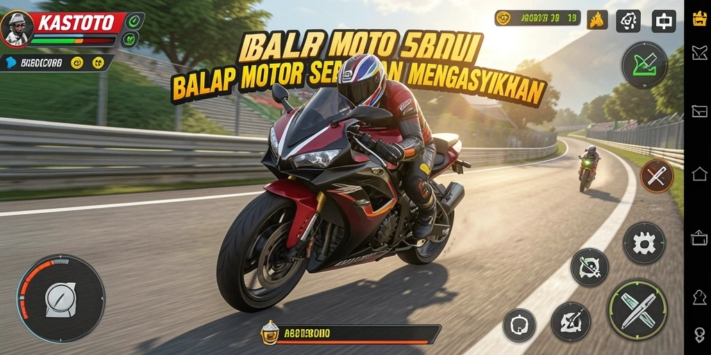 Gameplay seru balap motor KASTOTO yang mendebarkan.