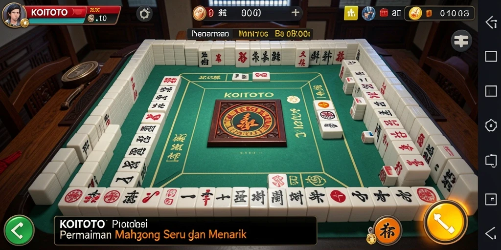 Tampilan gameplay seru di KOITOTO dengan aksi Mahjong yang menarik.
