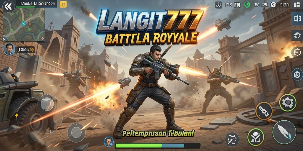 Tampilan gameplay seru LANGIT777 dalam pertempuran Battle Royale.