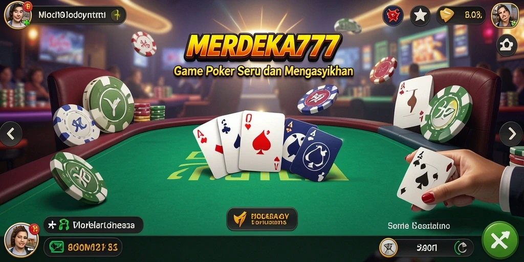 Screenshot gameplay MERDEKA777 menampilkan aksi Poker yang mendebarkan.