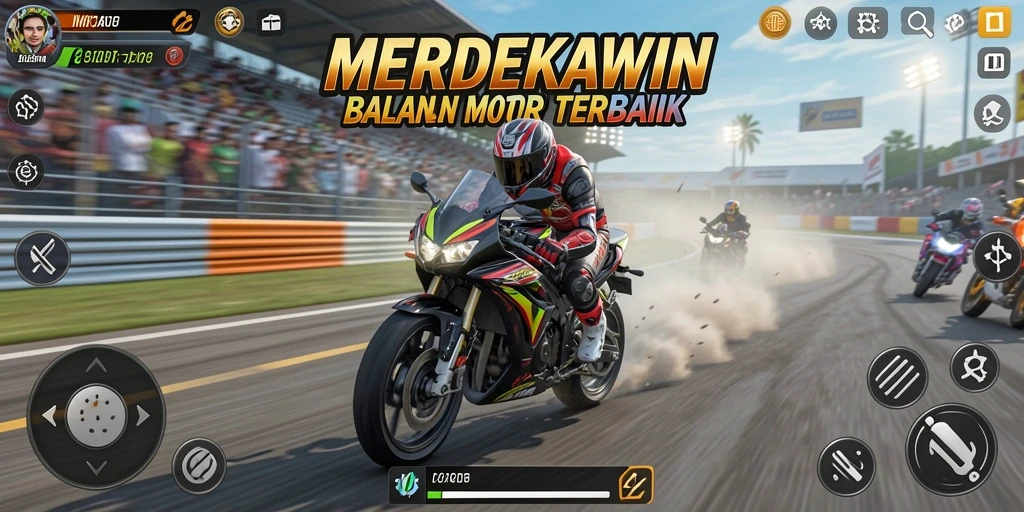 Gameplay seru balapan motor di MERDEKAWIN