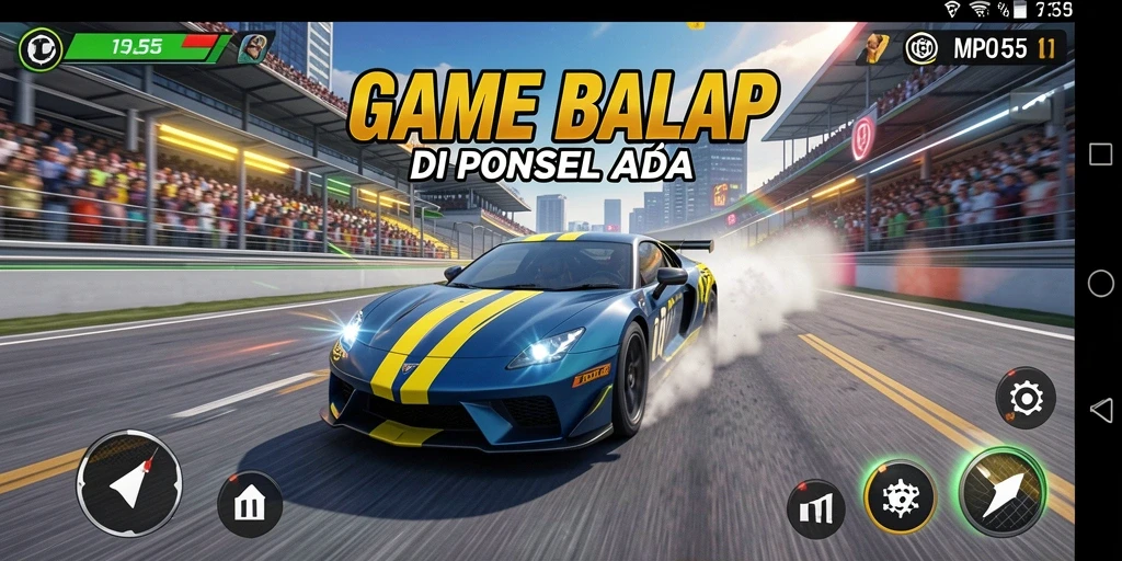 Gameplay MPO555 menampilkan balapan mendebarkan dengan kendaraan cepat.