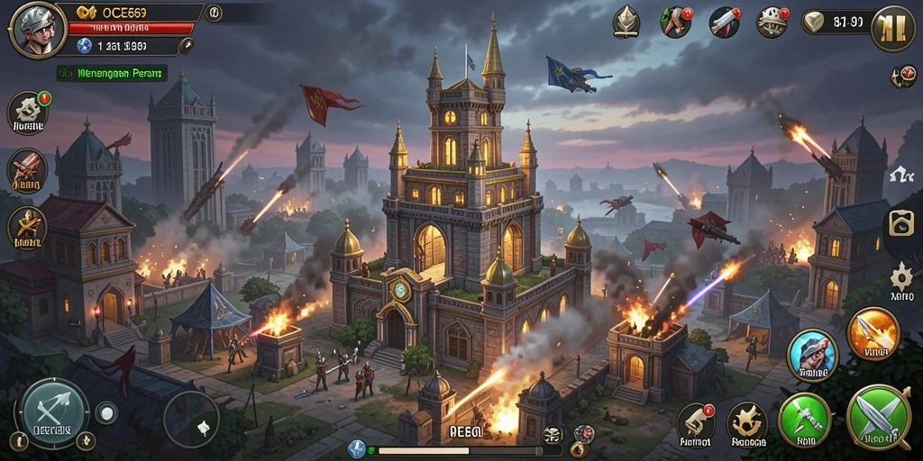 Screenshot gameplay OCE69 menampilkan menara yang siap melawan gelombang musuh.