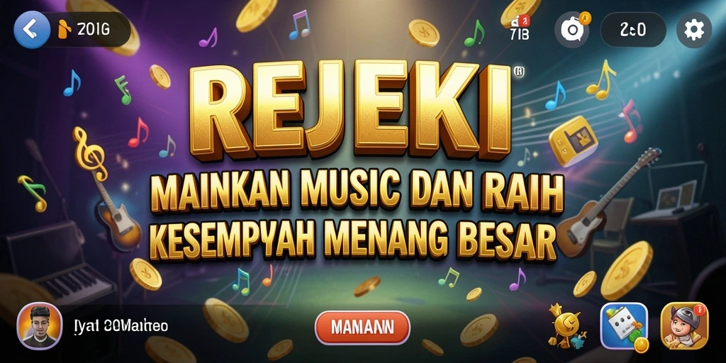 Tampilan utama gameplay REJEKI dengan interaksi musik yang seru.