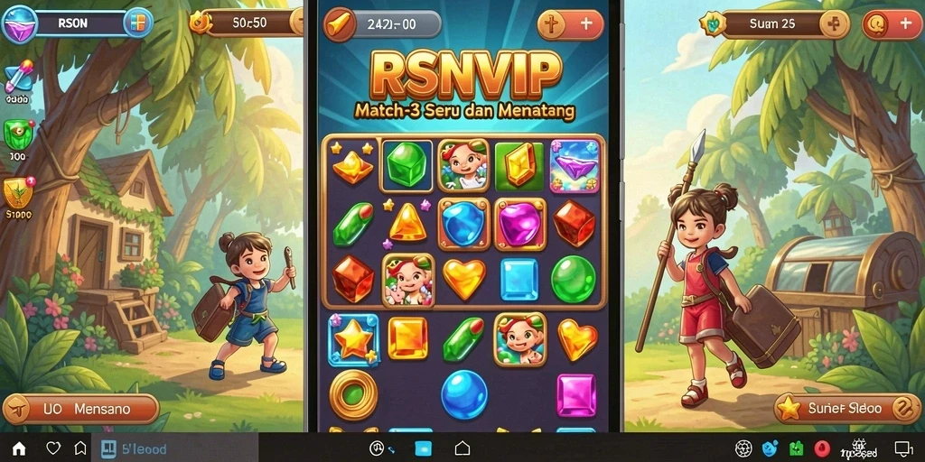 Tampilan gameplay RSNVIP yang seru dengan objek berwarna-warni di layar.