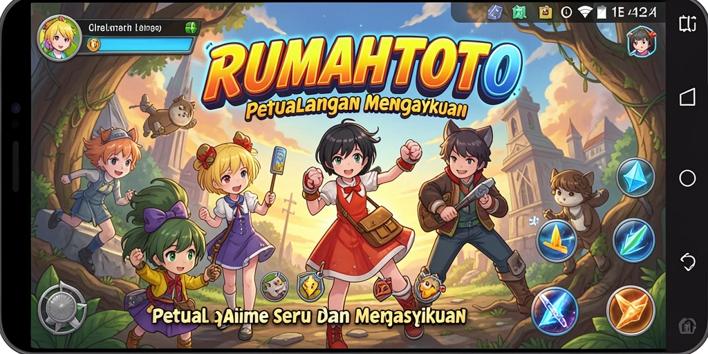 Screenshot RUMAHTOTO menampilkan aksi pertarungan karakter anime yang seru.