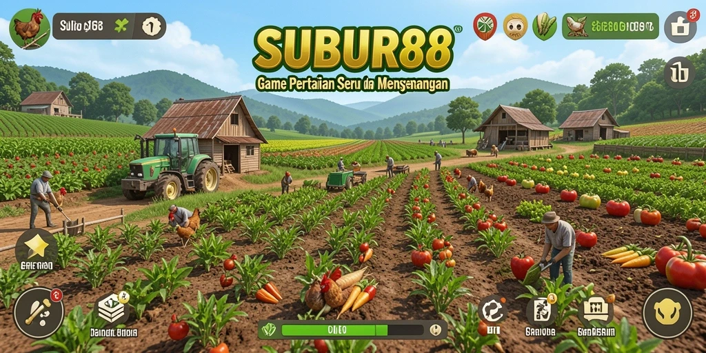 Tampilan menarik dari gameplay SUBUR88 yang penuh warna dan aktivitas pertanian.