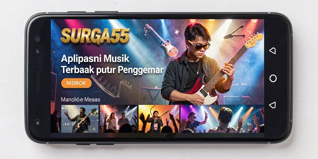 Tangkapan layar utama <strong>SURGA55</strong> menampilkan antarmuka pemutar musik yang modern.