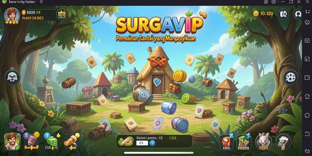 Tangkapan layar gameplay SURGAVIP yang penuh warna dan seru.