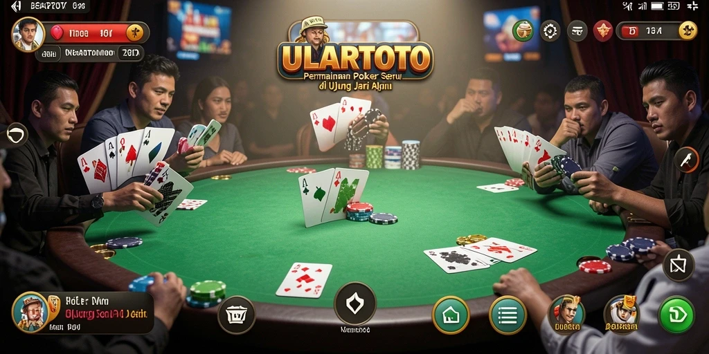 Tampilan screenshot gameplay ULARTOTO yang menampilkan suasana permainan Poker.